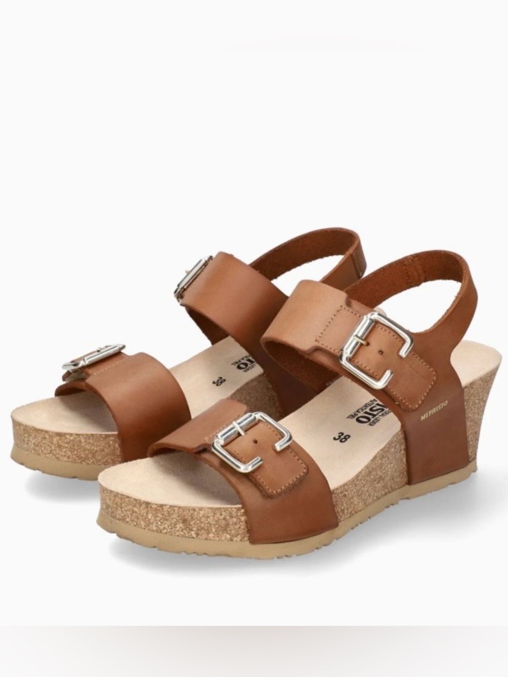 Women’s Mephisto Lissandra Leather Wedge Sandals, 37